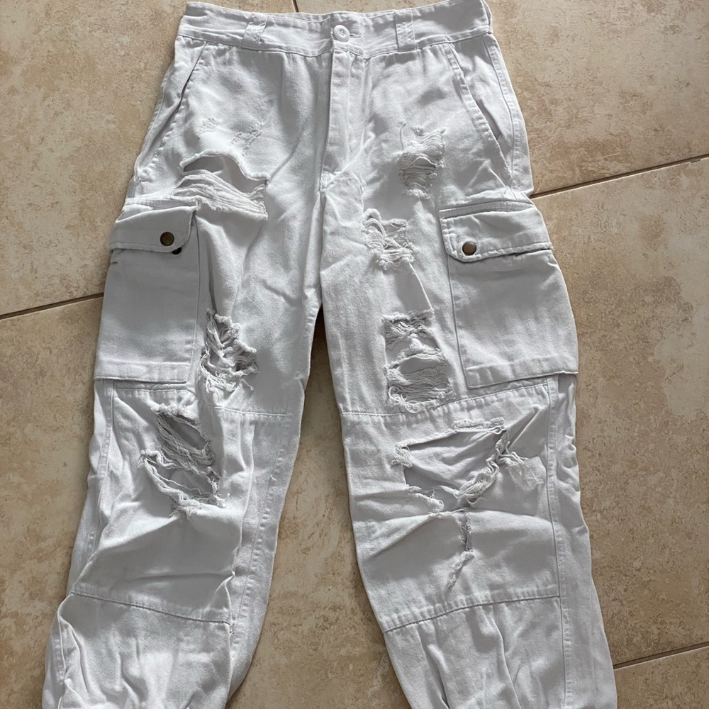 White Carmar cargo pants in good condition. Wrinkled due to being packed.